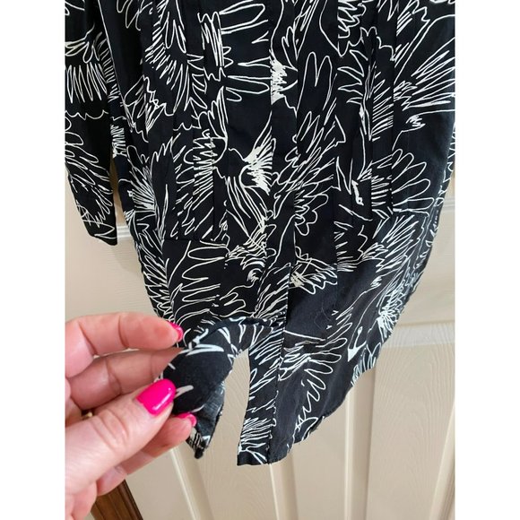 Maeve Women Black/White 3/4 Sleeve V-Neck Inside Button Front Blouse Top Size 2 - Picture 6 of 8